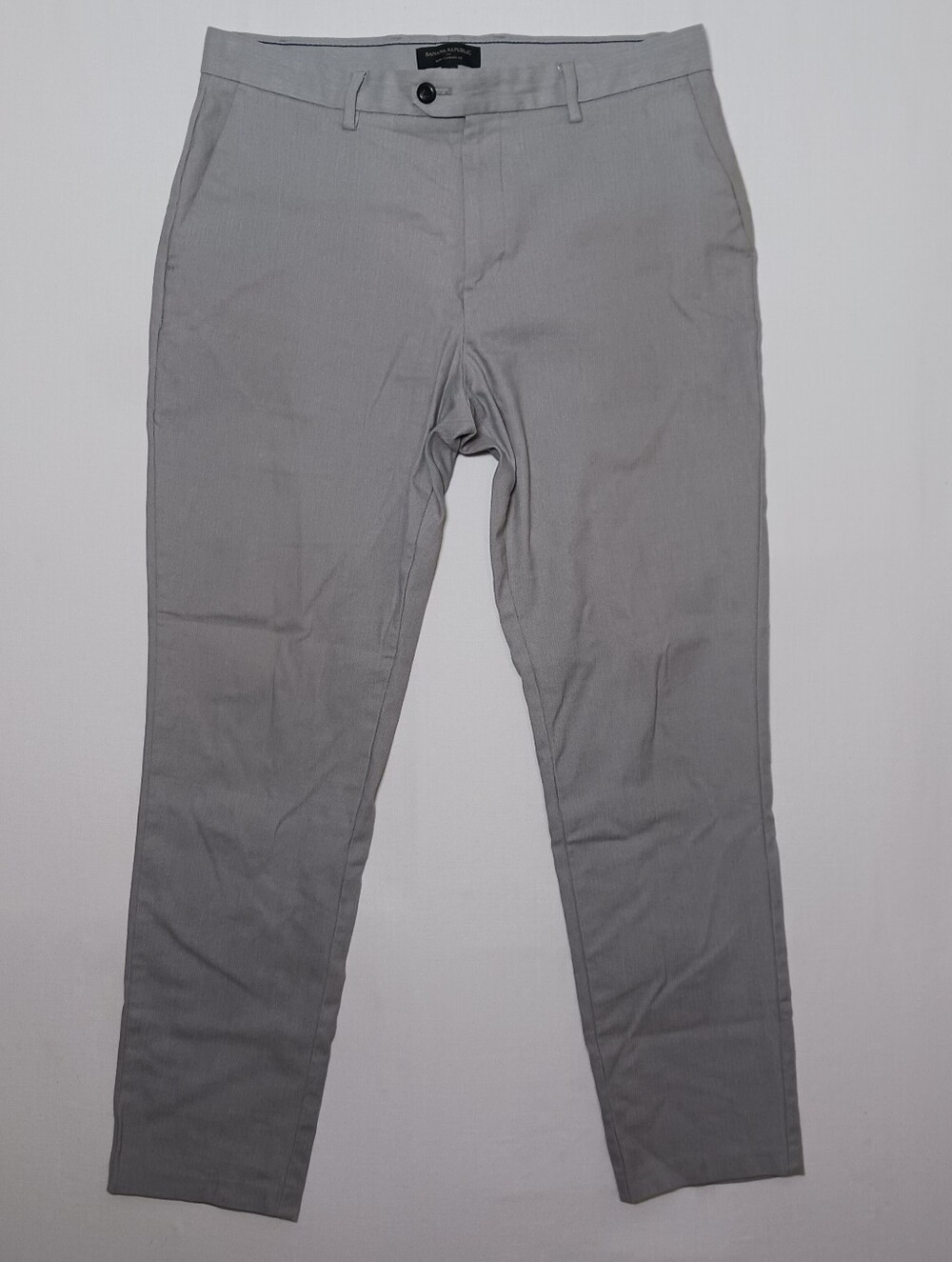 Banana Republic Mens Slim Tapered Chino Pants 34X32 Gray Herringbone 731389
